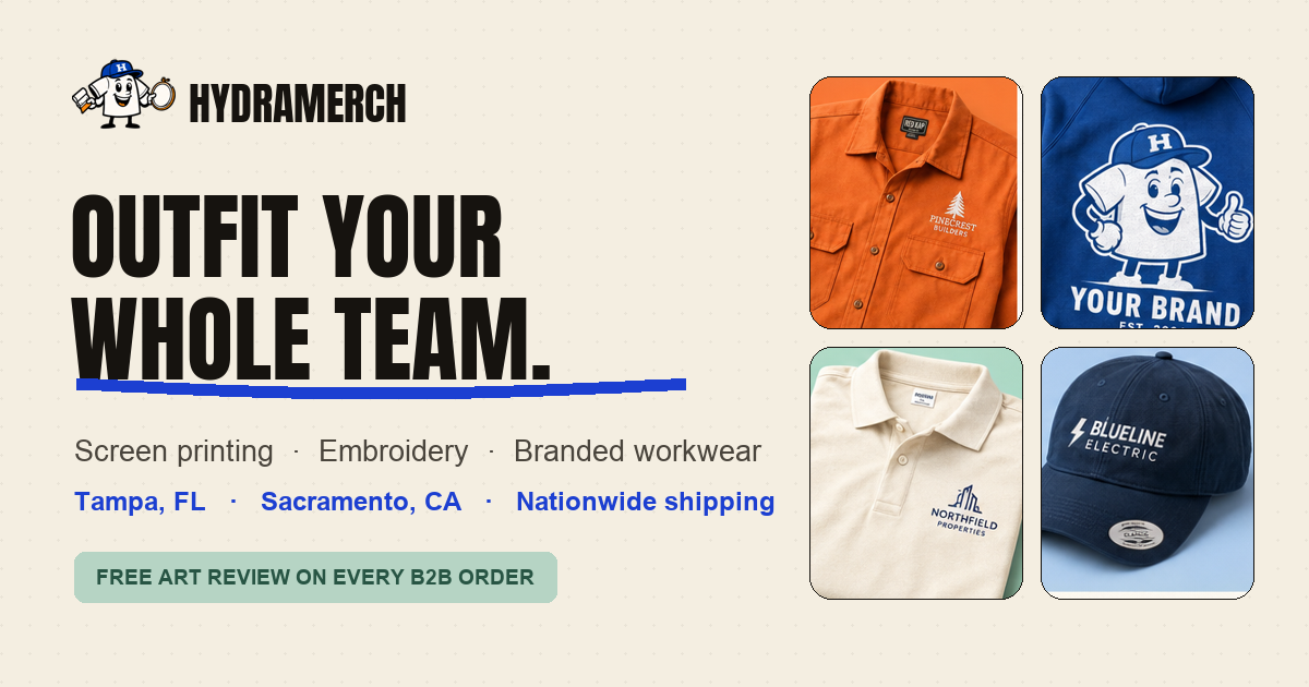 Professional Embroidery for Company Apparel · HydraMerch